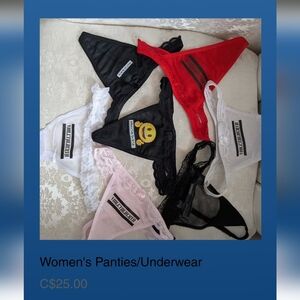 Women's Lace Panties Set - Black, Red, White, Pink